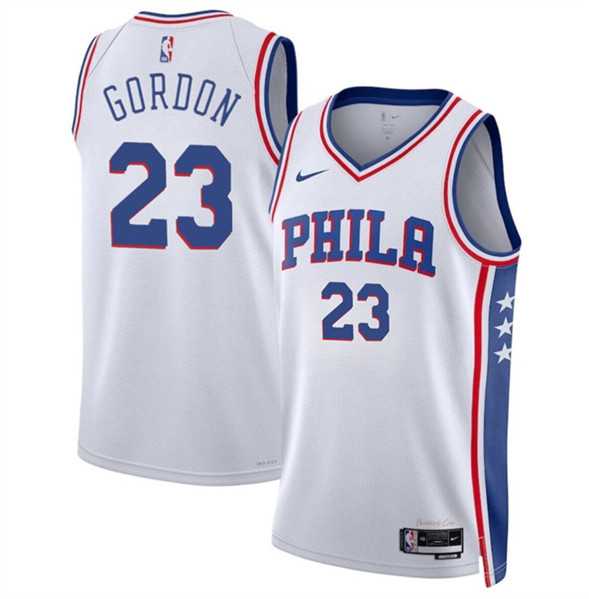 Men%27s Philadelphia 76ers #23 Eric Gordon White Association Edition Stitched Jersey Dzhi